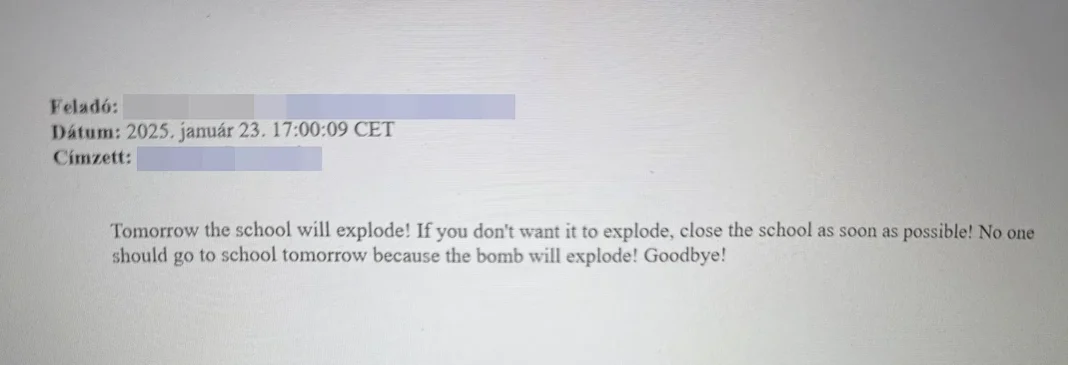 bombával fenyegetőző levelet