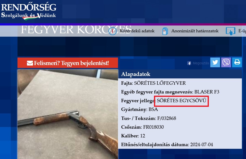 Vicces fegyver körözések