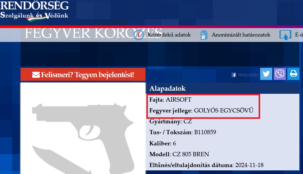 Vicces fegyver körözések